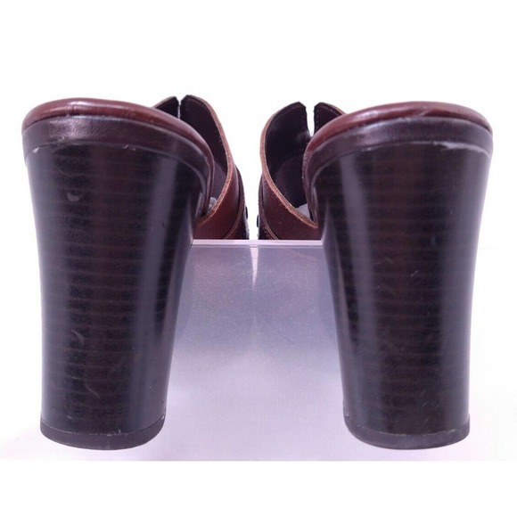 Born BOC Brown Leather Buckle Slip On Mules Heels Size 10 US - Picture 5 of 11
